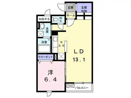 オーシャン幸SC(1LDK/1階)の間取り写真