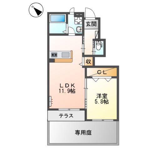 LAPIS LAZULI Ⅱ(1LDK/1階)の間取り写真