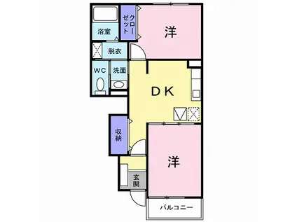 ポルトソラーナⅡ(2DK/1階)の間取り写真