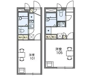 レオパレスRAFFINE(1K/1階)の間取り写真