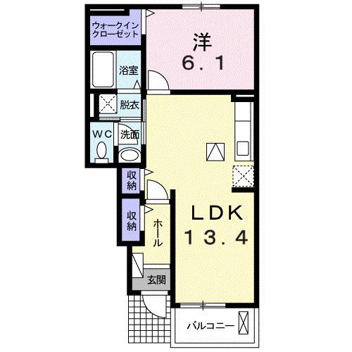 ラ.ビリアⅠ(1LDK/1階)の間取り写真