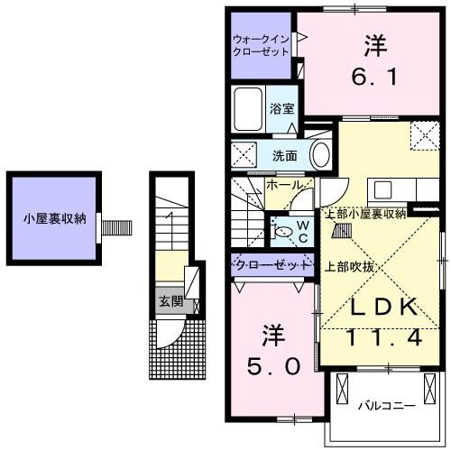 バーデンハイムネクストⅡ(2LDK/2階)の間取り写真