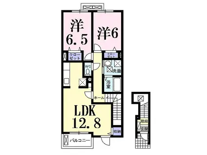 エレガントヒルⅡB(2LDK/2階)の間取り写真