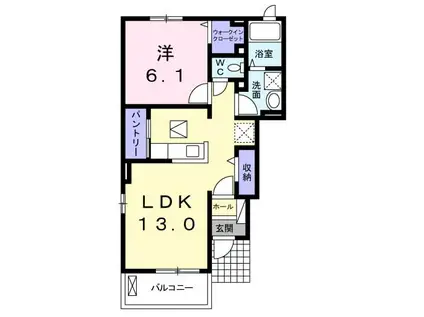 トルテュパシアン港ヶ丘(1LDK/1階)の間取り写真