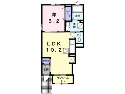 リーリエ(1LDK/1階)の間取り写真
