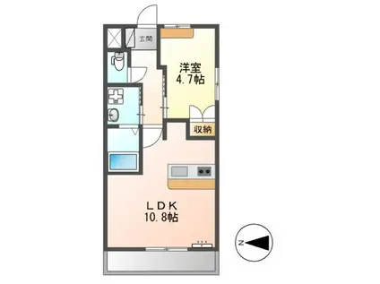 シャローム(1LDK/1階)の間取り写真