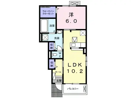 ベリタスⅡ(1LDK/1階)の間取り写真