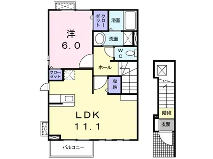 ファレノプシスⅡ(1LDK/2階)の間取り写真