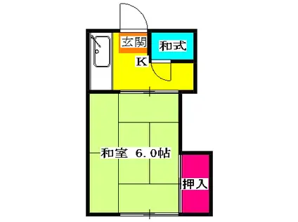 新井荘(1K/2階)の間取り写真