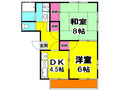 ハッピーハウス(2DK/1階)の間取り写真