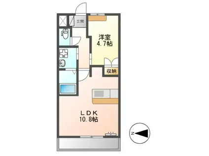 シャローム(1LDK/2階)の間取り写真