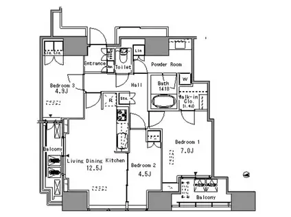 WHITE TOWER HAMAMATS(3LDK/23階)の間取り写真