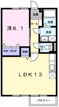 ファミール旭ケ丘Ⅰ(1LDK/1階)の間取り写真
