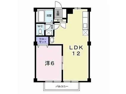 西鉄天神大牟田線 高宮駅(福岡) バス乗車時間：25分 柏陵高校前バス停で下車 徒歩2分 2階建 築33年(1LDK/1階)の間取り写真