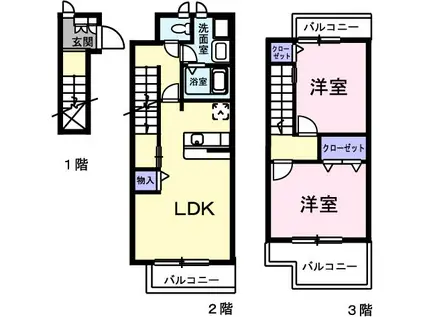 メゾン・アラモードⅠ(2LDK/2階)の間取り写真