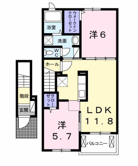 ダグラスポートⅢ(2LDK/2階)の間取り写真