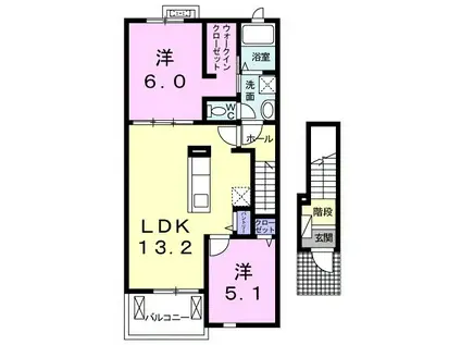 GERMER Ⅱ(2LDK/2階)の間取り写真