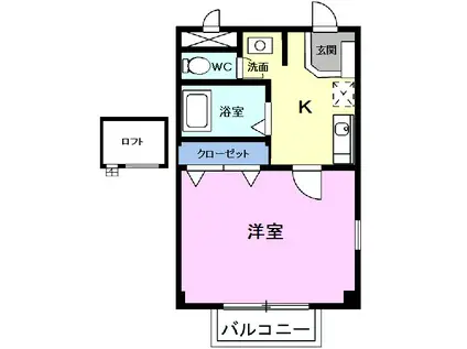 エスポアール宿(1K/2階)の間取り写真