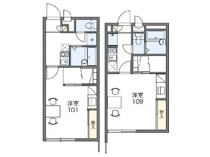 レオパレスYOSIGEN(1K/2階)の間取り写真