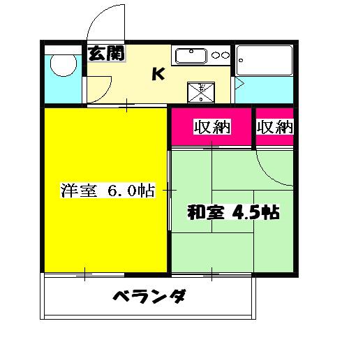 サンハウス松本A(2K/2階)の間取り写真