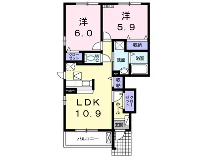 サンウィッシュB(2LDK/1階)の間取り写真