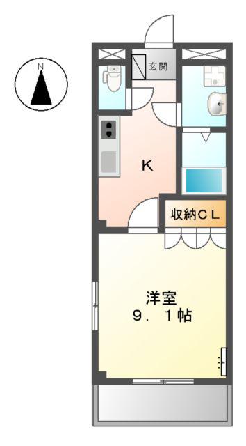 ソレイユⅡ番館(1K/2階)の間取り写真