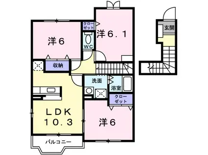 ネイチャーフィールドE(3LDK/2階)の間取り写真