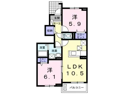 エトワール Ⅱ(2LDK/1階)の間取り写真