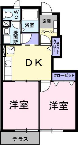 ファミール美園(2DK/1階)の間取り写真