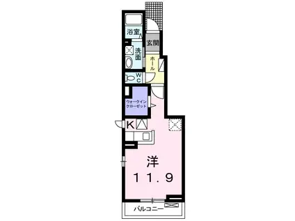 ソレーラ1(ワンルーム/1階)の間取り写真