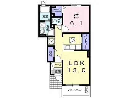 プラシードKⅡ(1LDK/1階)の間取り写真