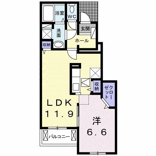 クレメント1(1LDK/1階)の間取り写真