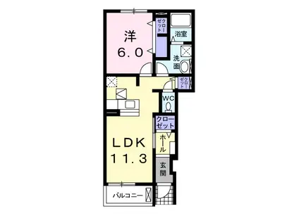 ハーベスト那須塩原(1LDK/1階)の間取り写真