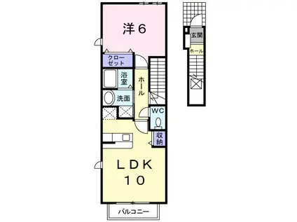 ヴィレッジハウスⅤ(1LDK/2階)の間取り写真