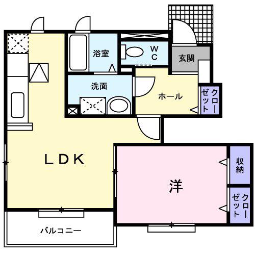 ショコラⅡ(1LDK/1階)の間取り写真