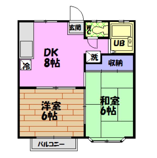 エスティハイム1(2DK/1階)の間取り写真