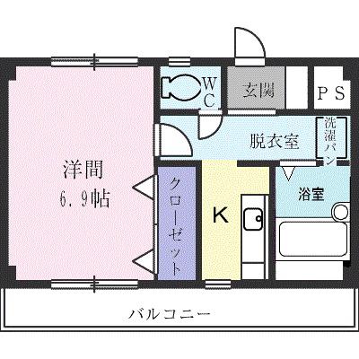 ヴェルドールマンション(1K/2階)の間取り写真
