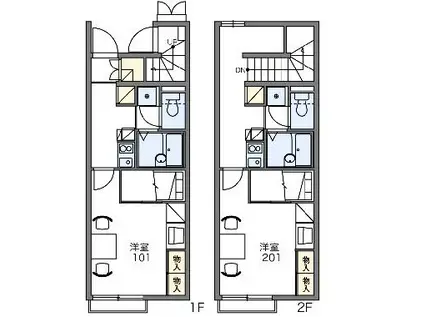 レオパレススミレ(1K/1階)の間取り写真