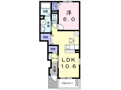 RIVAⅠ(1LDK/1階)の間取り写真