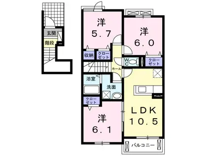エコタウニー(3LDK/2階)の間取り写真