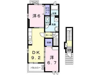 アルオナⅢ(2DK/2階)の間取り写真