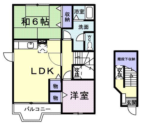 ファミリーヌⅠ(2LDK/2階)の間取り写真
