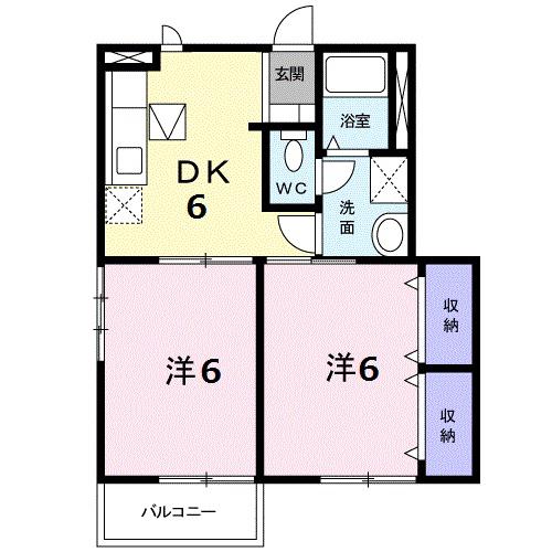 LAPYSⅢ(2DK/1階)の間取り写真