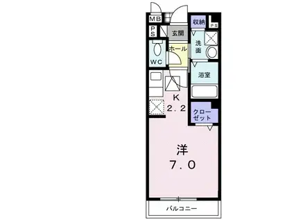 ルミエールⅤ(ワンルーム/1階)の間取り写真
