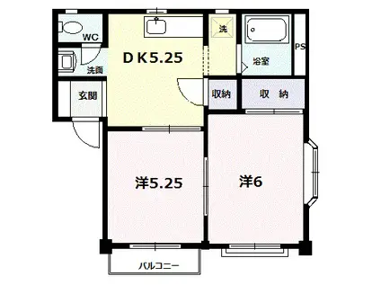 ニューエリール篠塚B(2K/2階)の間取り写真