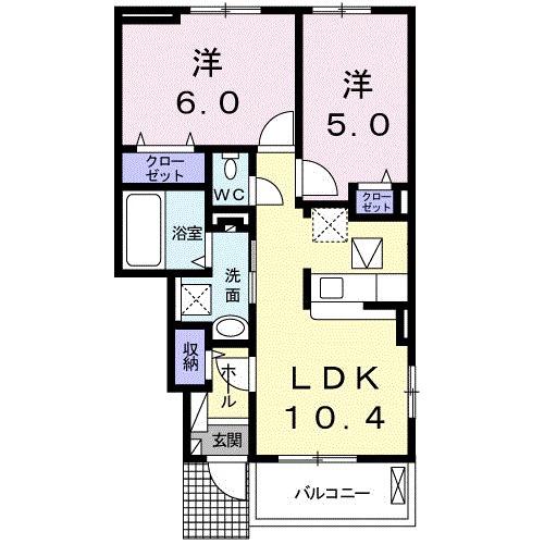 エトワールⅡ(2LDK/1階)の間取り写真