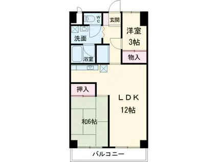 チサンマンション第2本厚木(2LDK/3階)の間取り写真