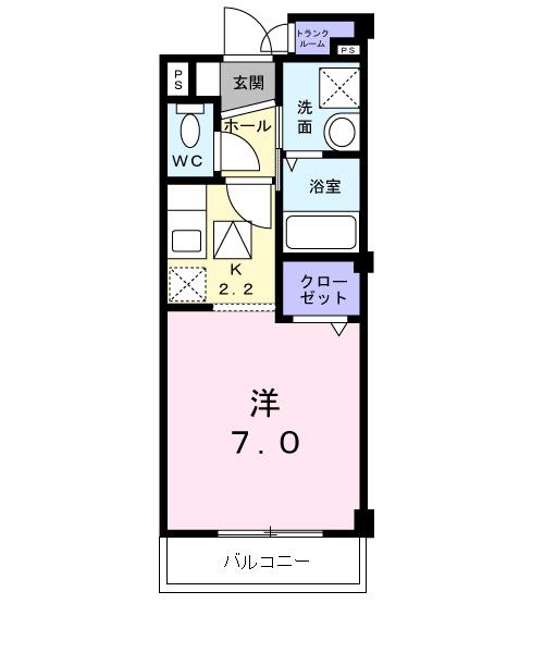 リブェールSHINOⅡ(ワンルーム/1階)の間取り写真