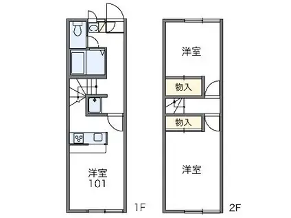 レオパレス中戸祭(2DK/1階)の間取り写真