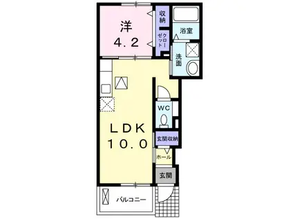 カーサ フォルテⅡ(1LDK/1階)の間取り写真